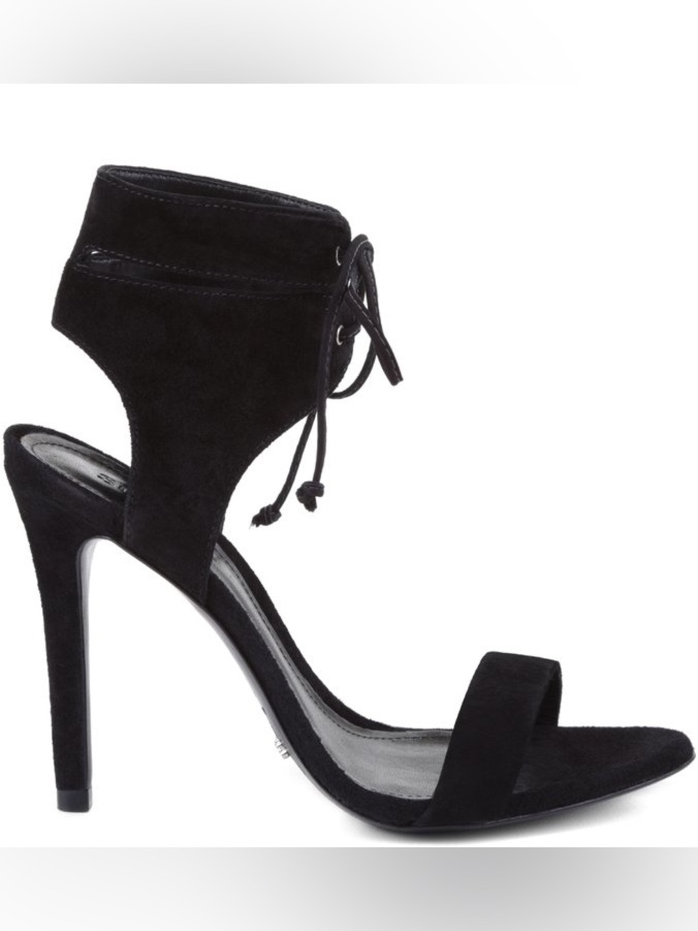 Schultz Sandalia Lace Up Leather Upper Black Heel Sandal Size 7.5